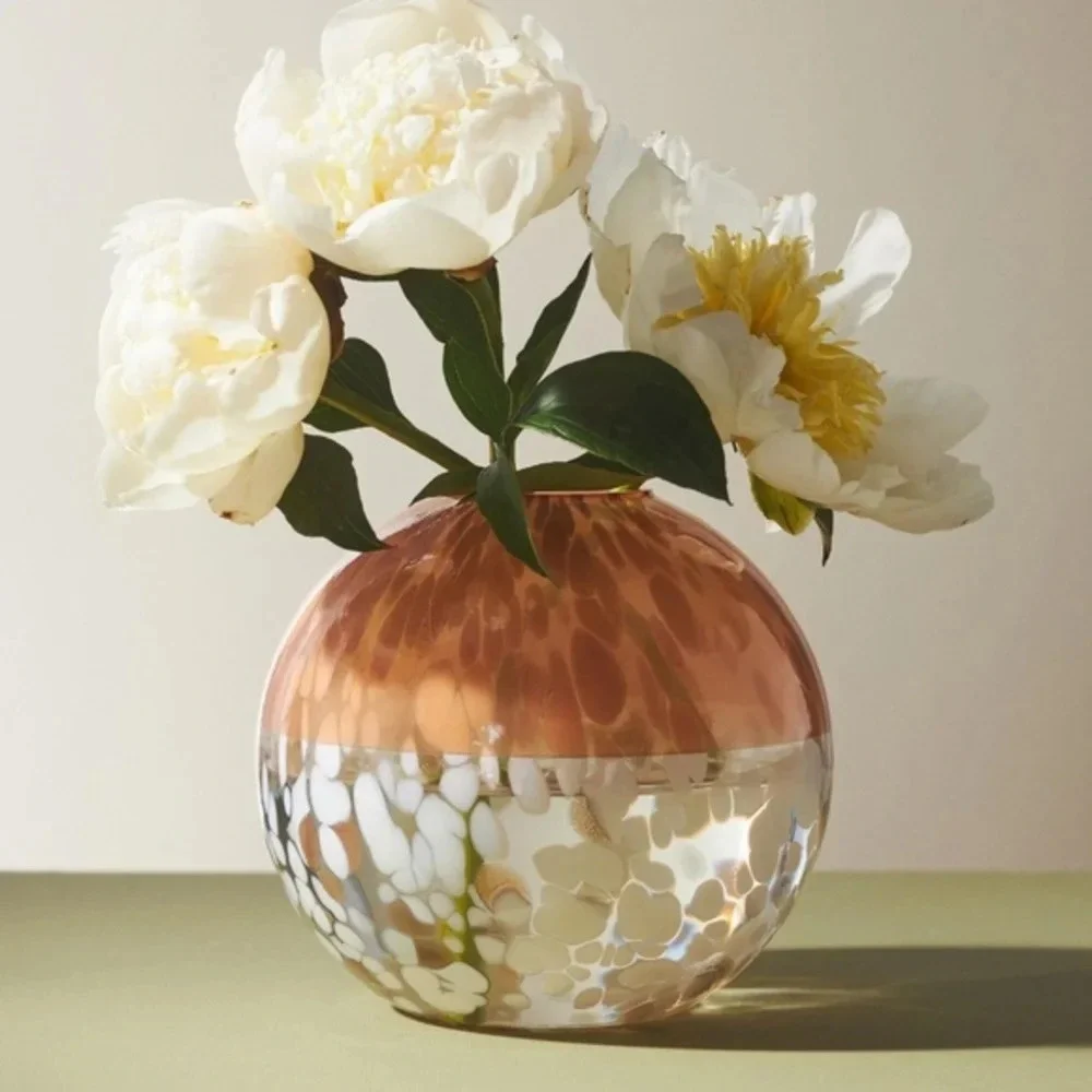 Anthropologie Peach  Bela Glass  Art   Vase